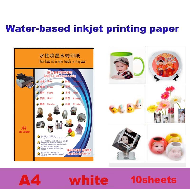 Atramentowa naklejka wodna papier transferowy A4 rozmiar DIY gwóźdź naklejka przezroczysty kolorowy papier drukowy atramentowy papier robić naklejek wodnych: 10sheets biały