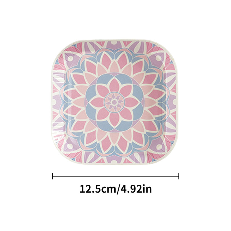 Geometryczne Kolorowe Papierowe Talerze Jednorazowe Deserowe Tortowe Kwadratowe mini Talerzyki na Przystawki i Przekąnarty na Ślub Urodziny Papierowe Naczynia: Niebieski / 80 sztuk