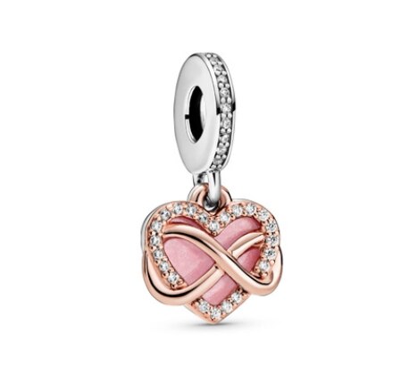 Novo 100% 925 prata esterlina sem fim amor pingente zircão encantos contas apto pan pulseira mulher diy jóias presentes