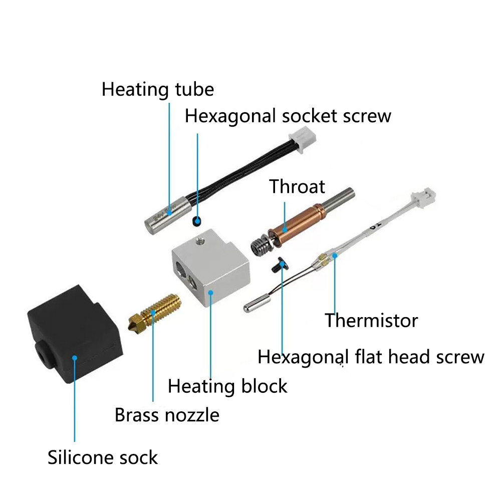 Kit Upgrade for Anycubic Kobra 3 Hotend Kobra 3 Combo Hotend Kit 3D Printer Accessories End Brass Nozzle Thermistor Heating