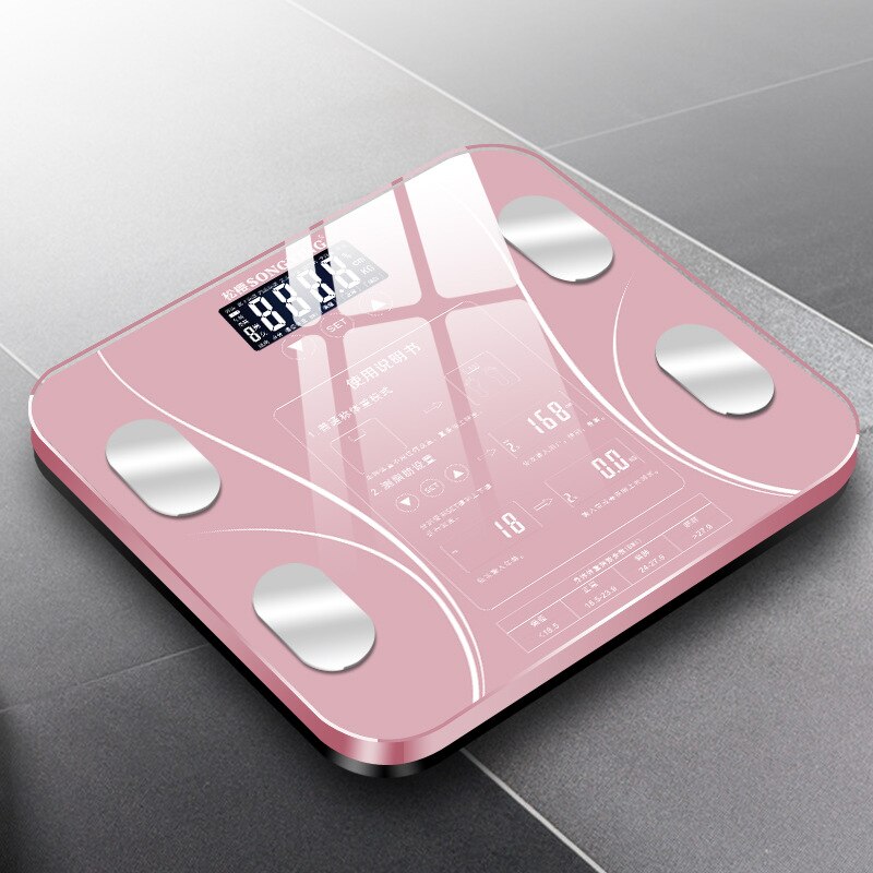 Body Fat Scale Bathroom Smart Digital BMI Scale High-precision Weighing Scale LED Display Balance Composition Analyzer APP 180KG: pink