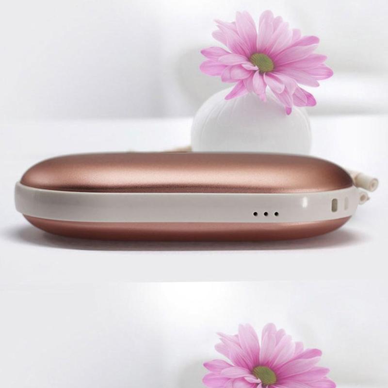 Brosten form mini usb genopladelig elektrisk håndvarmer opladningsvarmer aluminiumslegering mobiltelefon opladningskraft: Rose guld