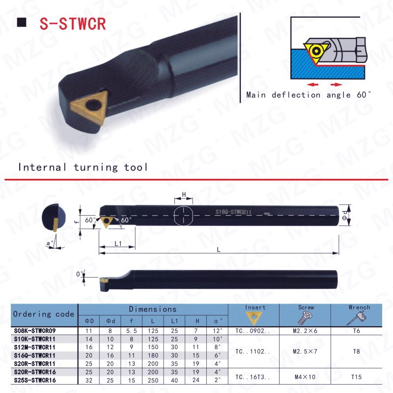 MOSASK S08K-STWCR09 Machining Carbide Insert STWCR Internal Toolholders Boring Cutter CNC Lathe Inner Hole Turning Tools