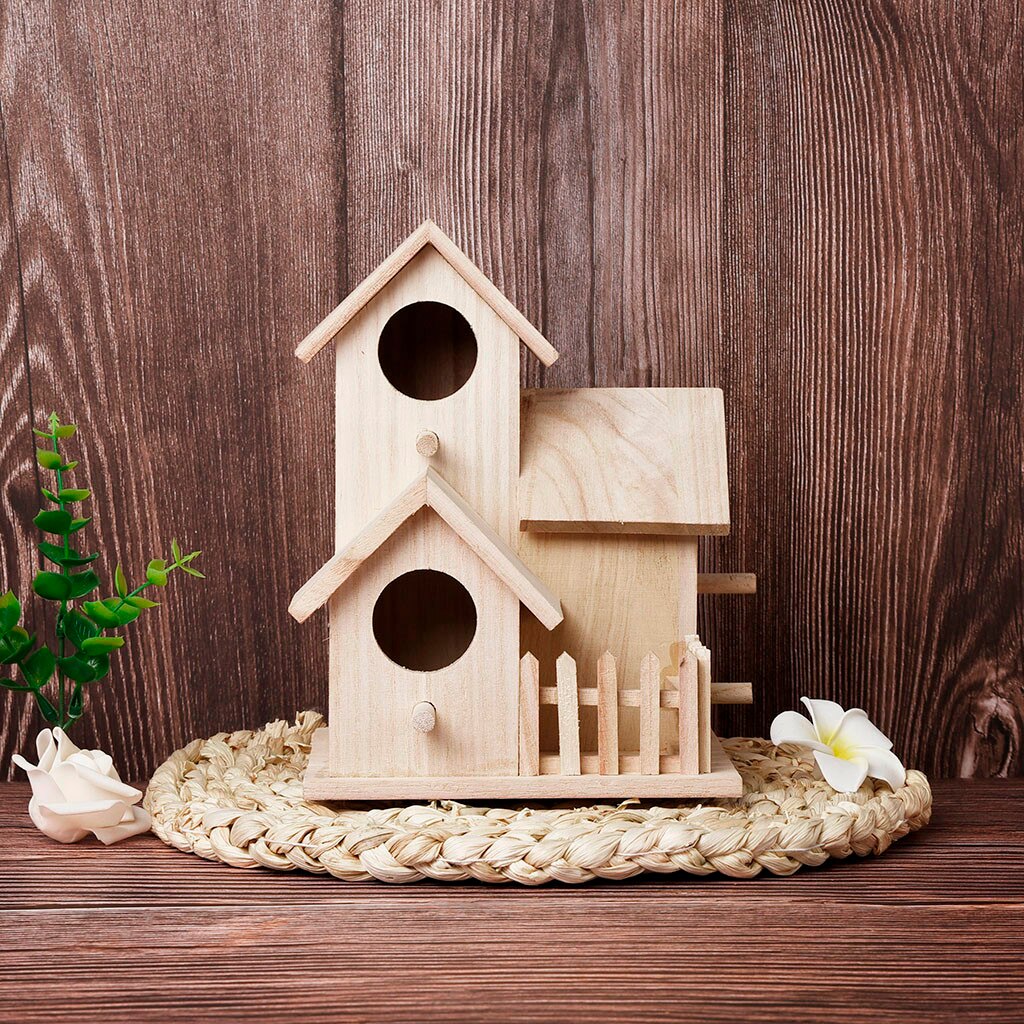 Wooden Bird House Nest Cage Wall-mounted Hanging Outdoor Birdhouse Home Gardening Decoration bird houses outdoor