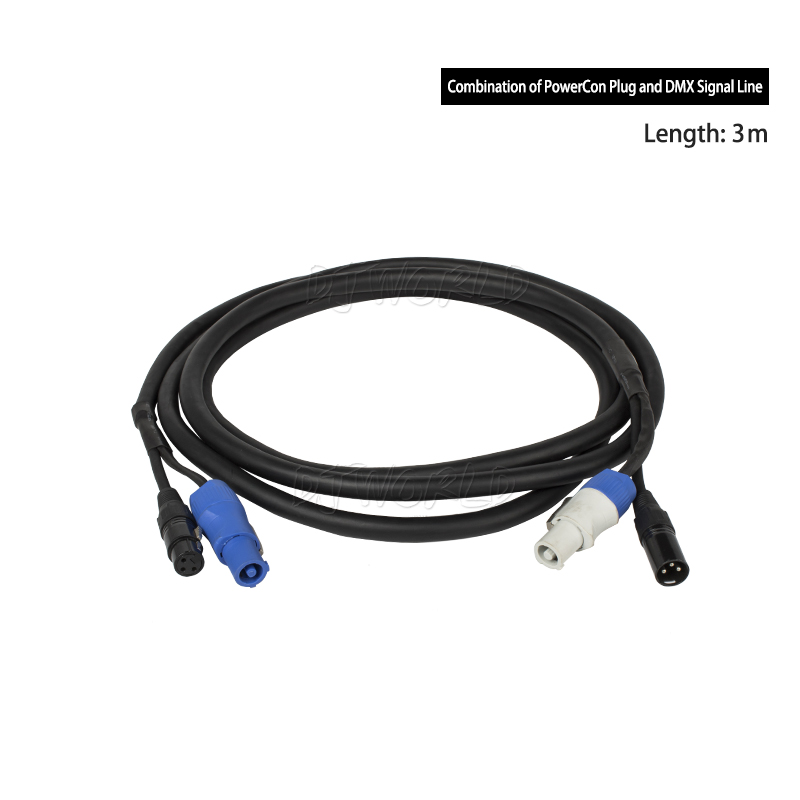 Djworld 3 måler / 2 måler lengde kombinasjon powercon plugg dmx signal linje kraftledning lys tilbehør til scene: 3 måler