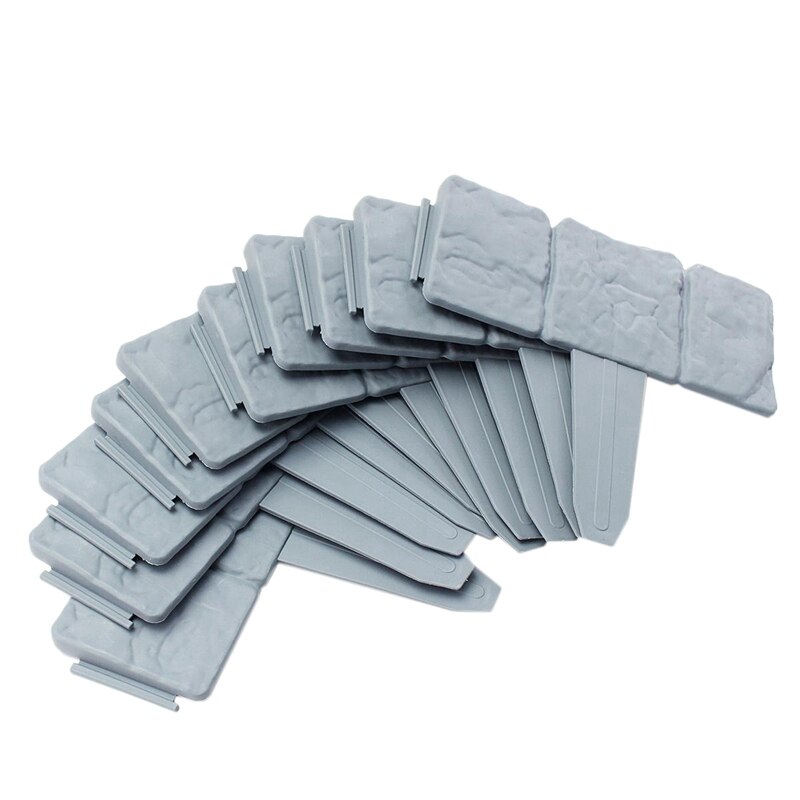 Grey Garden Fence Edging Cobbled Stone Effect Plastic Lawn Edging Plant Border Decorations Flower Bed Border