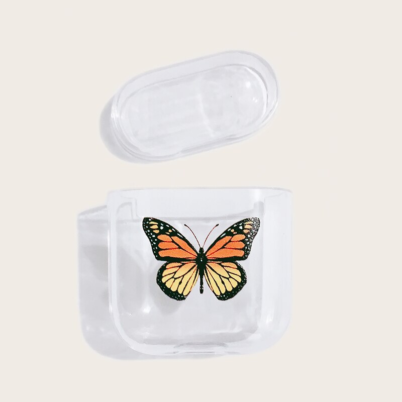 Yellow butterfly wireless bluetooth headset protective shell is suitable for airpods2 transparent PC hard shell