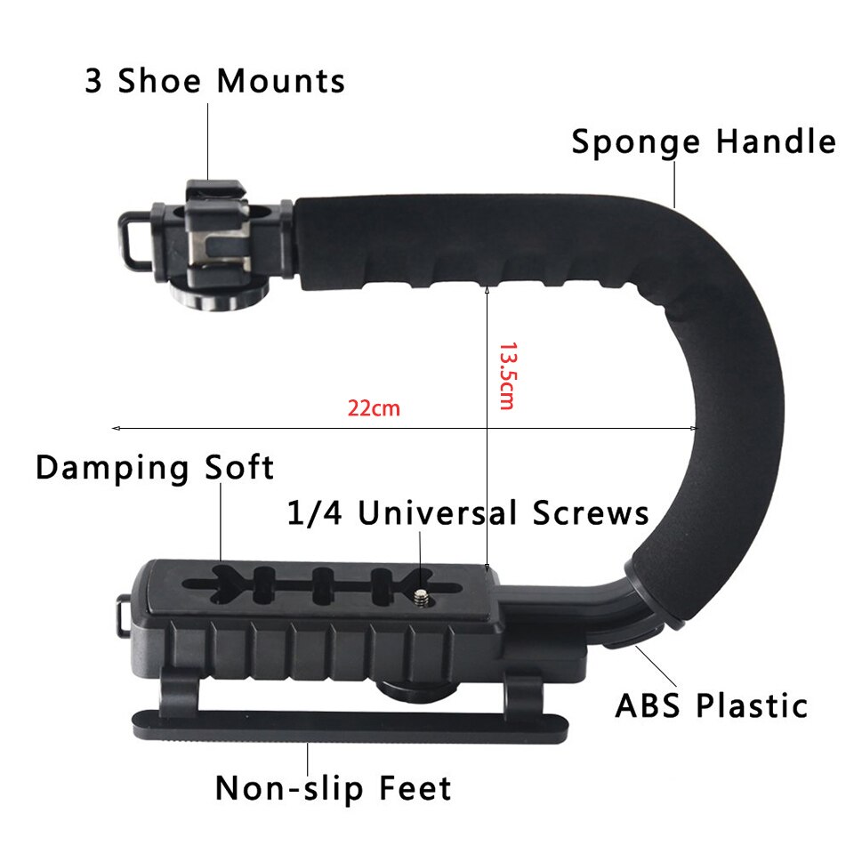 U-Grip C-Shaped Handgrip Camera Stabilizer 112 LED Photography Light Fill with Phone Clip Adapter for DSLR Camera