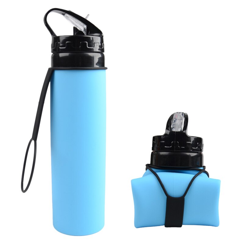 Creativo pieghevole di Modo bottiglia di acqua A Perfetta Tenuta bottiglia di acqua portatile Da Viaggio Coperta da trekking ufficio di campeggio bollitore del capretto di sport 600ML: Blu