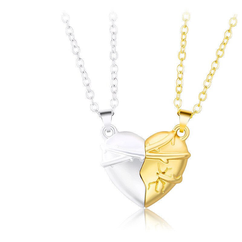 2 pz/set collana con ciondolo a cuore collana girocollo coppia magnetica collana per amanti donna donna uomo donna ragazzi ragazze regalo maschile: NC21Y0613-2