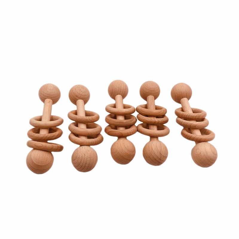 1 Pcs Houten Bijtring Rammelaar Activiteit Gym Speelgoed Houten Lege Ring Kinderziektes Speelgoed Baby Verpleging