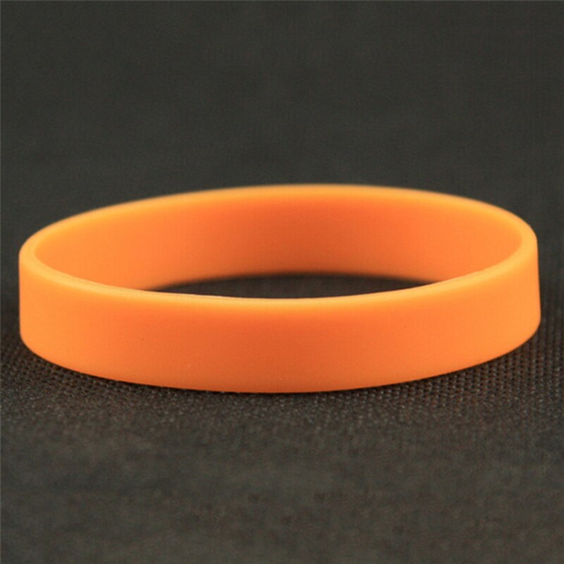 Silicone Rubber Wristband Flexible Wrist Band Cuff Bracelet Sports Casual Bangle For Women Men 12 Colors Bracelet: orange