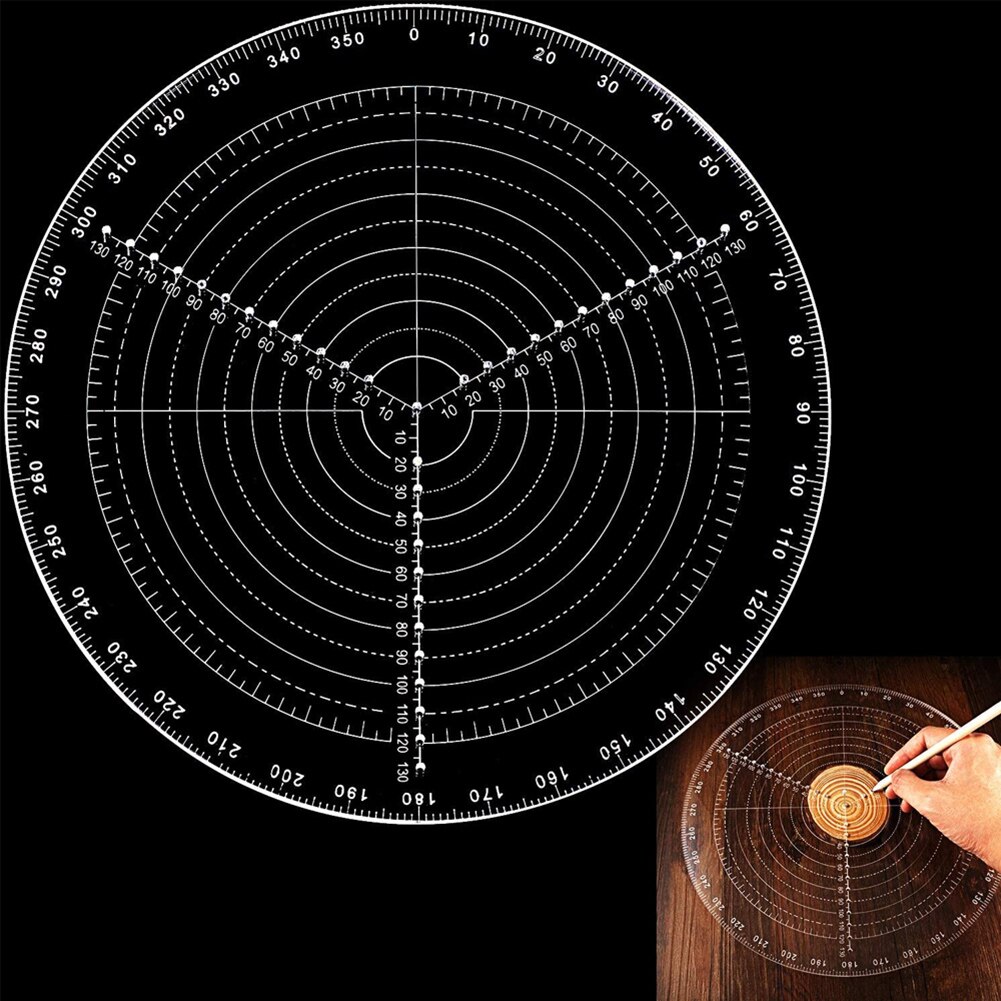 20CM Center Finder High-precision Acrylic Round Compass Woodworking Turning Centering Ruler for Wood Lathe Processing