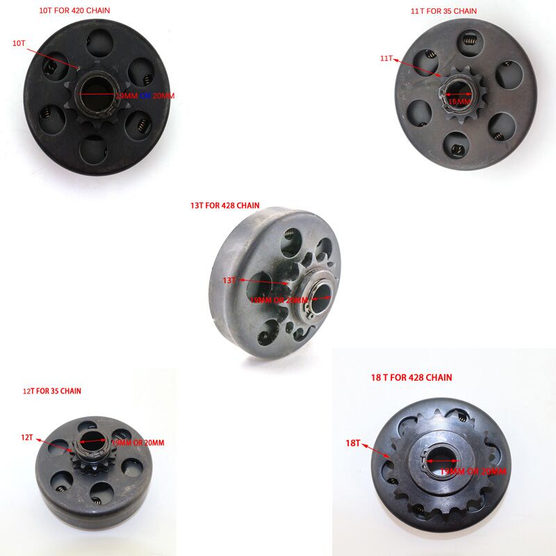 Embrague automático centrífugo para minibicicleta GO Kart, 10t, 11t, 12t, 13t, 18t, 16mm, 19mm, 20mm, 35 link, 420 link, 428
