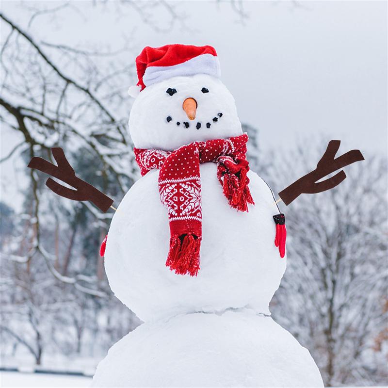 1 Set/16pcs Snowman Decorating Kit Snowman Scarf Hat Snowman Building Kit