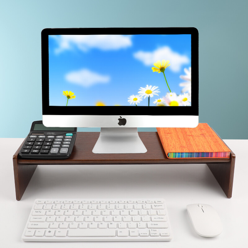 befon Monitor Stand PC Computer Riser Desk Wood Desktop Screen Bracket Monitor Support Desk with Storage Shelf: COLOR  3