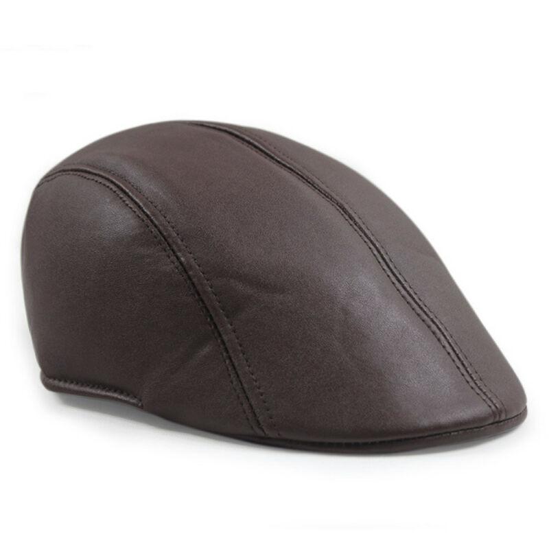 Gorra de hiedra plana de cuero Vintage para hombre, gorro de Newsboy gatsby, gorro de motorista, sombrero de boina