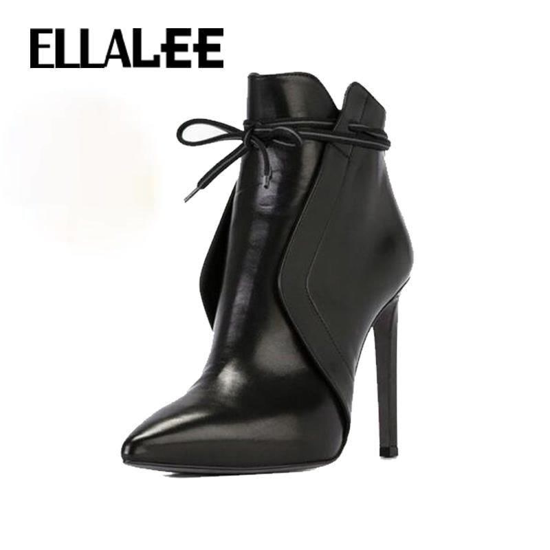 Ellalee Sexy Puntige Laarzen Laarzen Europese En Amerikaanse Warme Stiletto Platform Naakt Vrouwen Hoge Hak Winter Laarzen