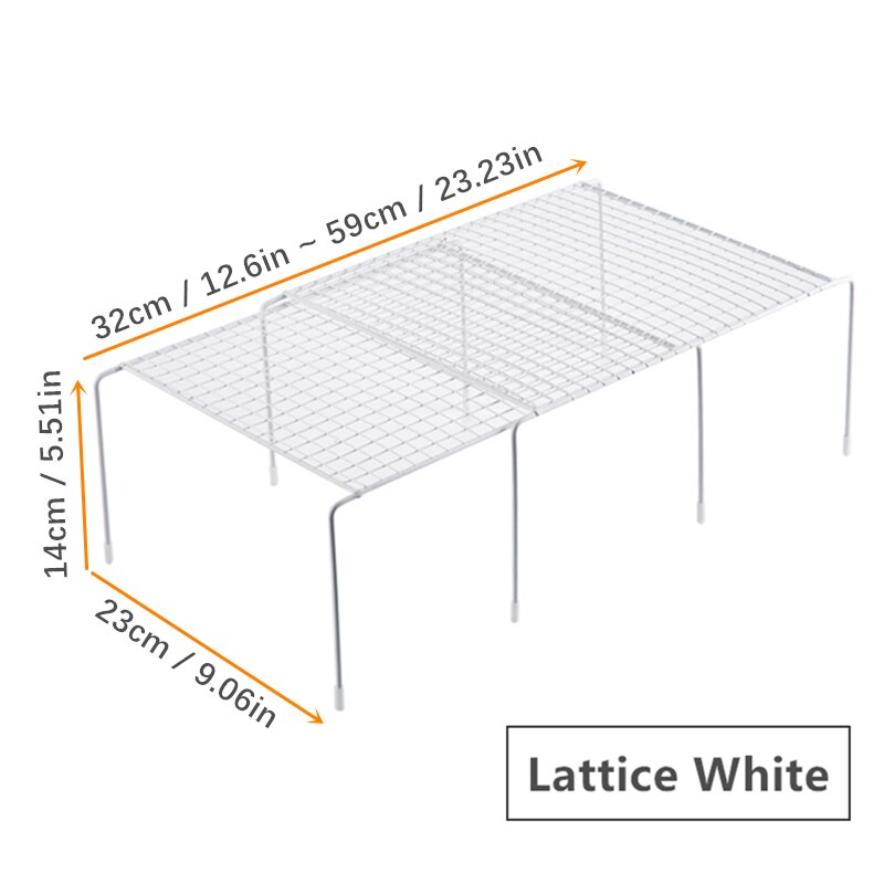 Adjustable Kitchen Thickened Storage Rack Kitchen Cupboard Storage Shelf Kitchen Organizer Wardrobe Shoe Organizers Saving Space: Lattice White