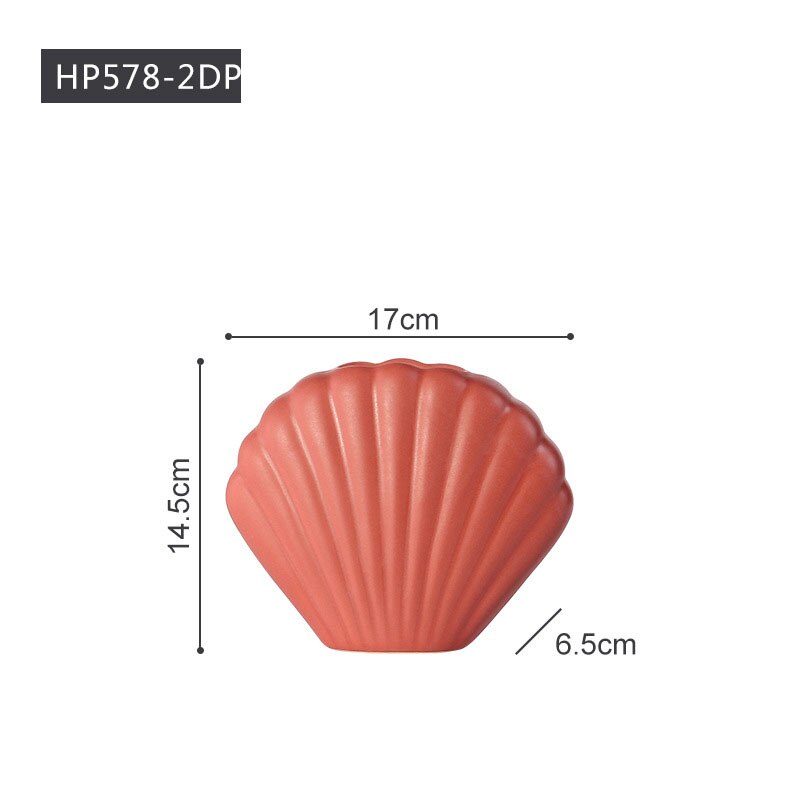 Simple morden home decoration ceramic vase shell artist decorative artist idea for wedding birthday event: 14.5x17x6.5cm Orange