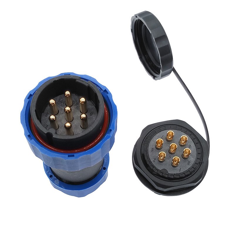SP28 Straight waterproof IP68 connector 2 pin 3/4/5/6/7/9/10/12/14/16/19/22/24/26Pin Threaded socket