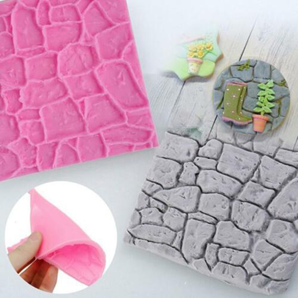 Geplaveide Muur Lijn Graan Vorm Siliconen Afdrukken Textuur Mat Sugarcraft Fondant Mold
