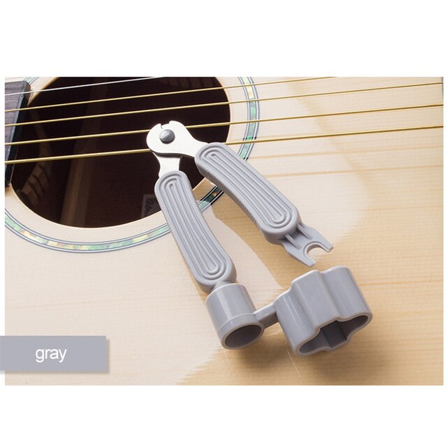 3 in 1 Guitar String Winder Easy to Carry Multi-purpose Electric Wood Guitar Winder Pin Puller String Cutter Guiter Parts: Light Grey