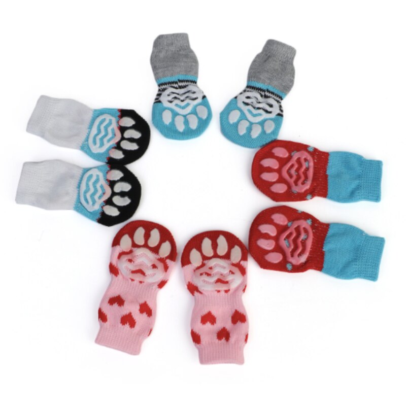 Calcetines antideslizantes de invierno para mascotas, medias gruesas protectoras para perros, botines, accesorios para gatos pequeños, Chihuahua, producto para mascotas, 4 Uds.
