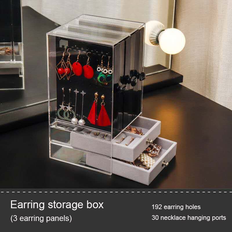 Boîte de rangement pour boucles d'oreilles, multifonction, présentoir Transparent pour bijoux colliers, maison, bijoux, anti-poussière: 7