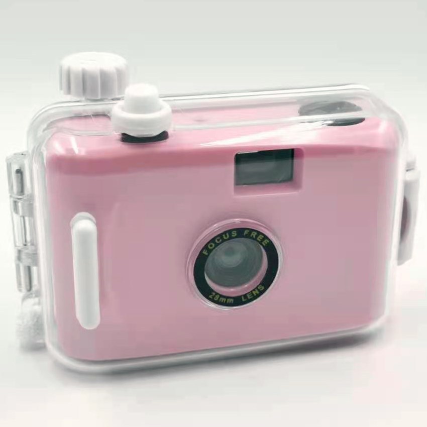Caméra à Film étanche 35mm, Snorkeling voyage, Mini caméra pour enfants, Film ordinaire 135 F/8 objectif 28mm, vitesse d'obturation 1/100 seconde: White Pink