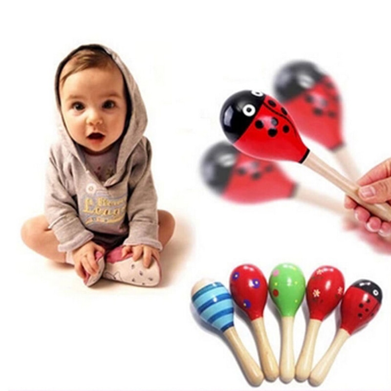 Prmape 12 Pieces Mini Wooden Maracas, Maracas Wood for Kids, 12 cm Rattle, Wooden Rattle for Kids, Parties and Schools