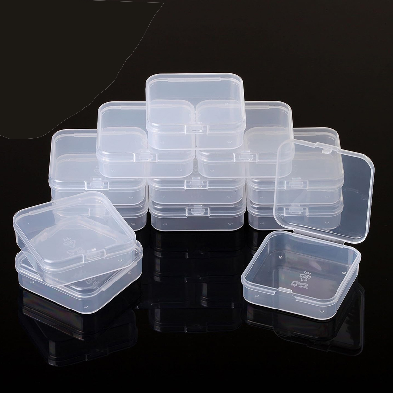 Mini contenedores transparentes de 6-48 Uds., caja de almacenamiento de cuentas cuadradas de plástico para cuentas, joyería, manualidades, juego de mesa, organización de piezas al por mayor