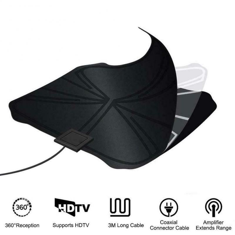 980 Mile Indoor HD Digital TV Antenna With Amplifier - UHF/VHF Signal Booster