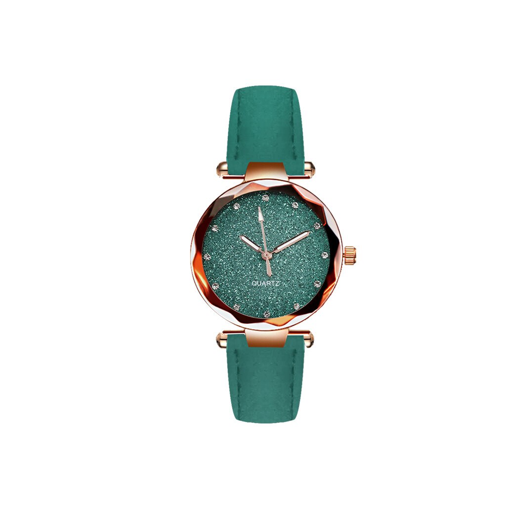 Mode Vrouwen Horloge Quartz Horloge Gesp Sterrenhemel Romeinse Horloge Voor Vrouwen Dames Armband Orologio Donna: Green 