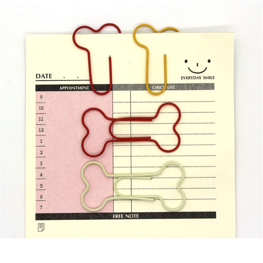 24pcs/Lot Cute Funny Dog Bone Shaped Paper Clips Hollow Out Metal Binder Clips Notes Letter Paper Clip Bookmarks Stationery: Default Title