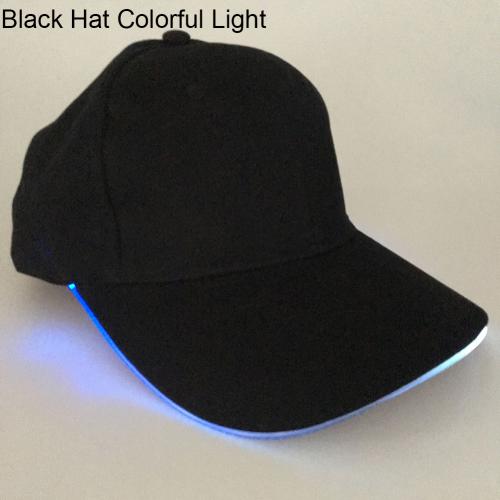 Sombrero Color sólido LED luminoso sombrero de béisbol de Navidad gorra de pico al aire libre ropa accesorio para el sombrero de amigo: Black Colorful Light