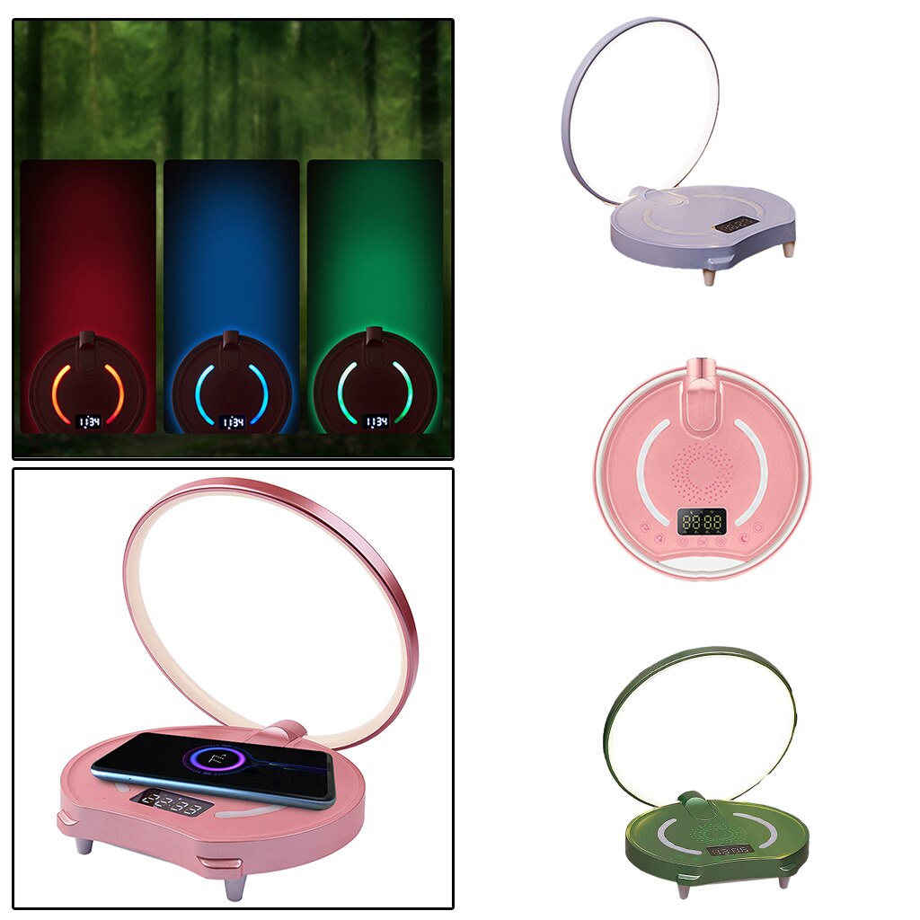 Touch Control Bedside Lamp, Desk Light Clock Bluetooth Speaker, Wireless Charger, Dimmable Table Lamp, Reading Lamp, Room Decor