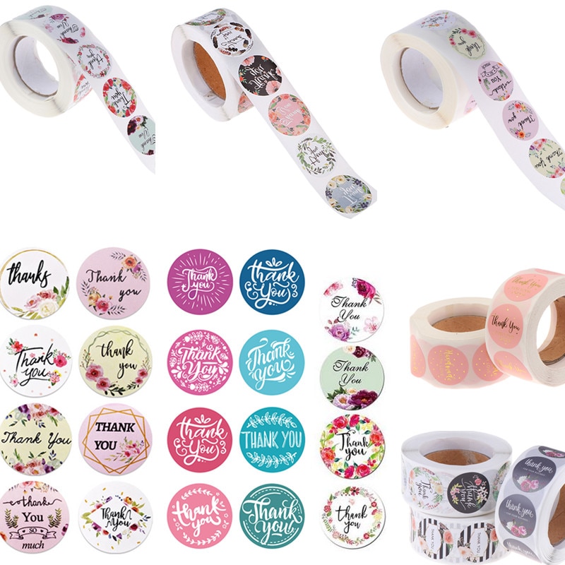 Pegatinas adhesivas con letras "Thank You'', 500 Uds., pegatinas de sellado para su pedido y pegatinas hechas a mano de 1 pulgada