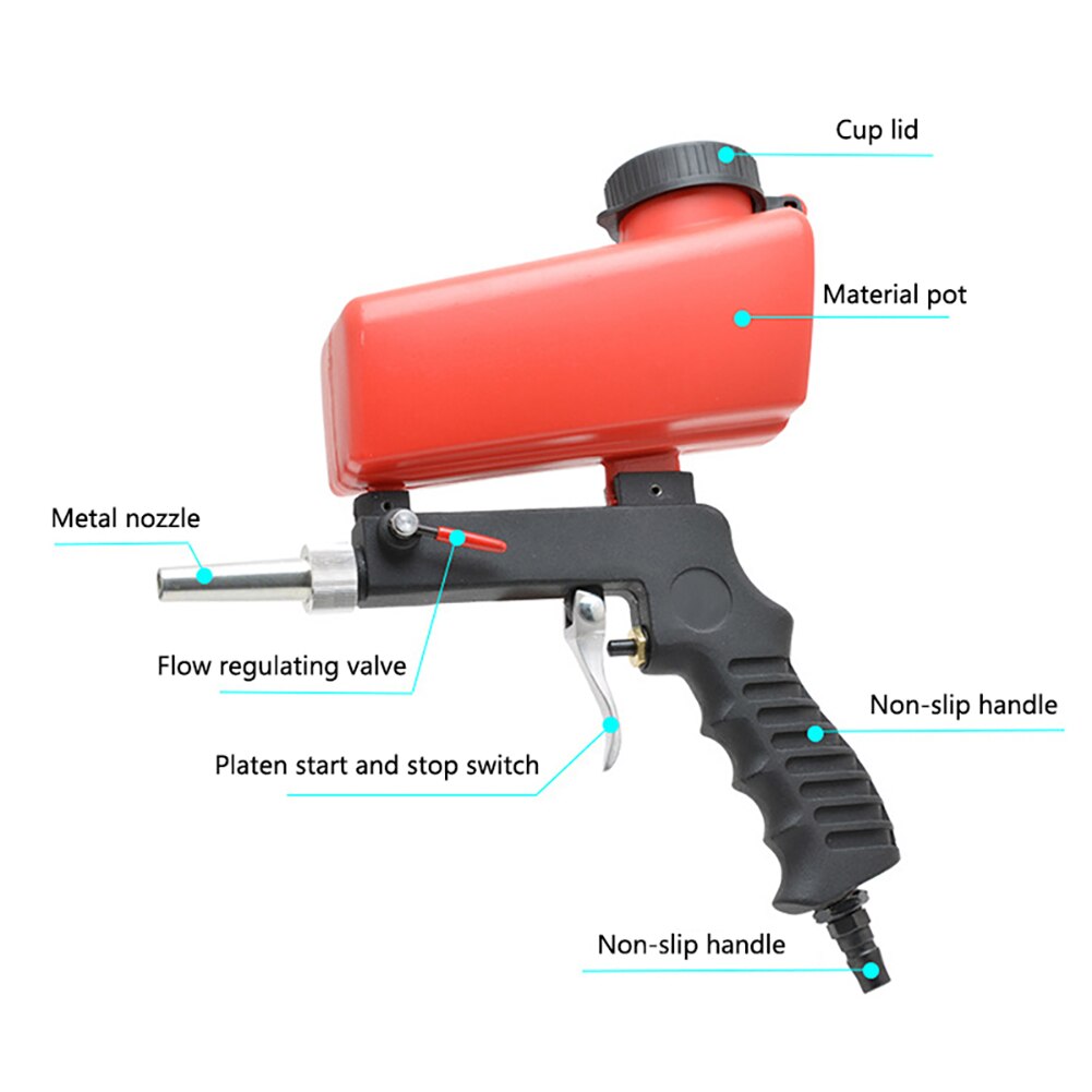 Small Sand Blasting Machine Portable Gravity Pneumatic Abrasive Sand Blaster with Blaster Tip Hand Held Sandblasting Sprayer