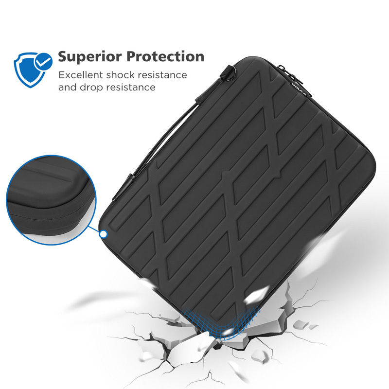 Nidoo datorväska hårt skal skyddande laptopväska för 13 " 14 " bärbar dator vattentät stötsäker datorväska svart