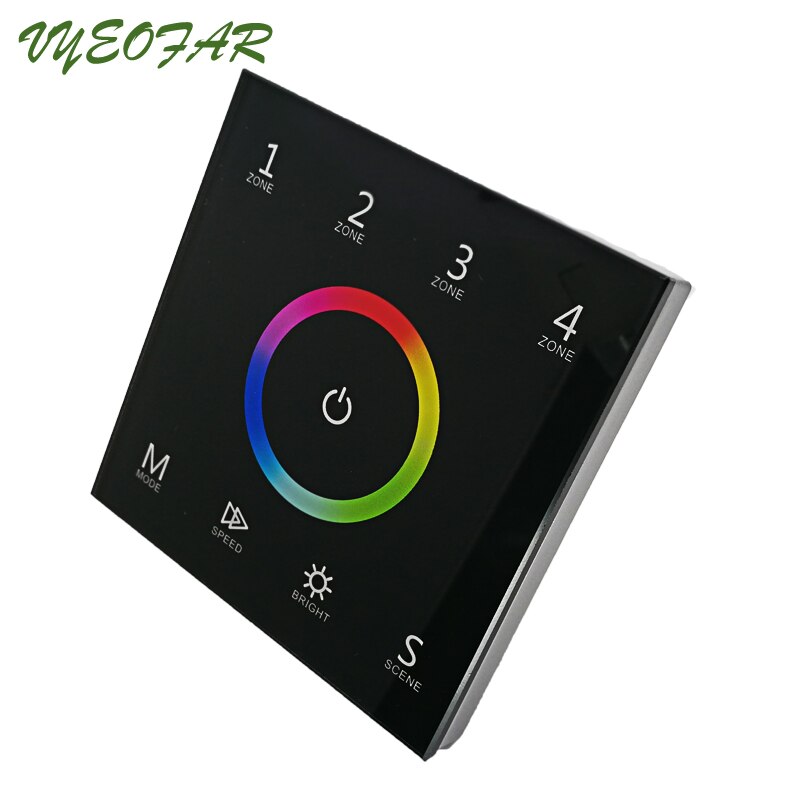 Led RGB Strip Controller Wall Mount Touch Panel DMX master Controller and 2.4GHz RF Wireless Dual Function 100V-240V 4 Zone T13