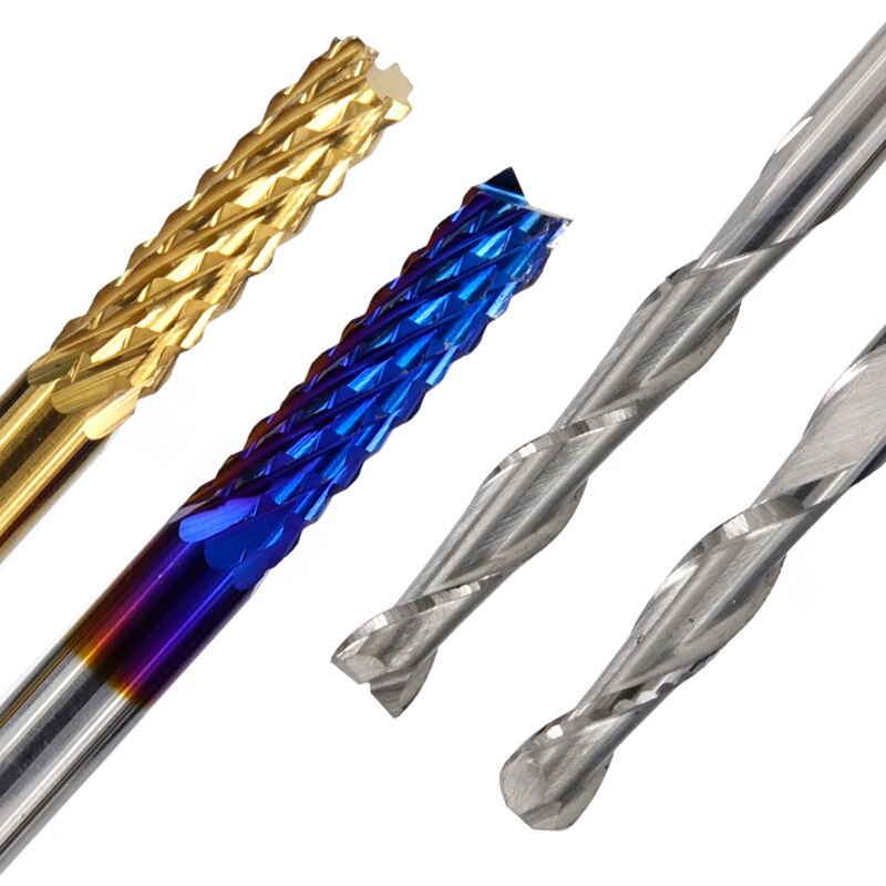 XCAN End Mill Engraving Bits Set Nano Blue Coated CNC Router Bits Cutting Milling Cutter 1/8" Shank Carbide Milling Tools