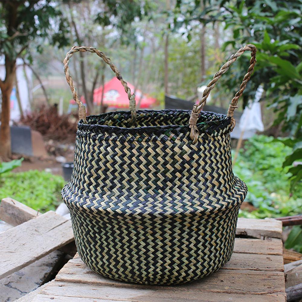 Multi-størrelse rattan kurv urtepotte naturlig plante strikket kurv potte vasketøjskurv diverse legetøj flettede hjemme opbevaringskurve