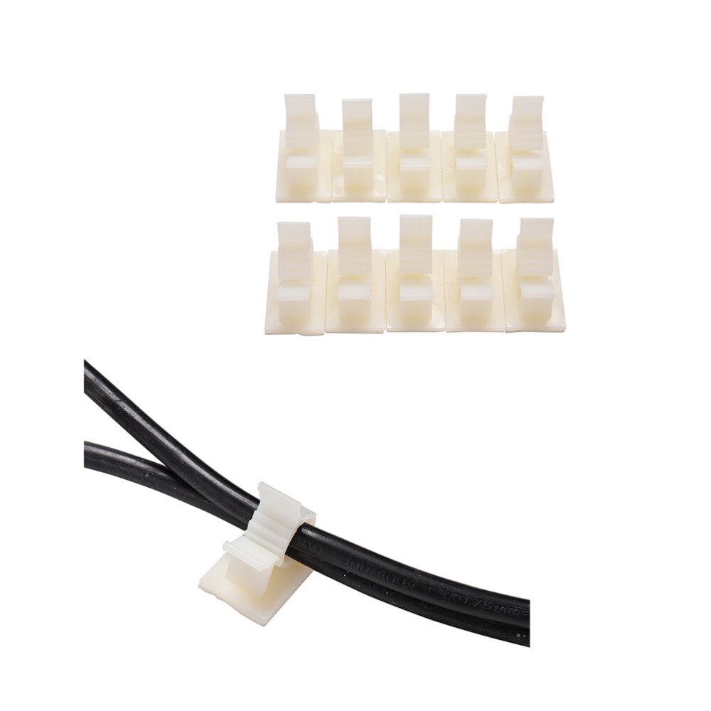 Hvid wire fast clip bil line clip selvklæbende ledning kabel wire clear up clips holder klemmer wire knap 10mm 10 stk/parti
