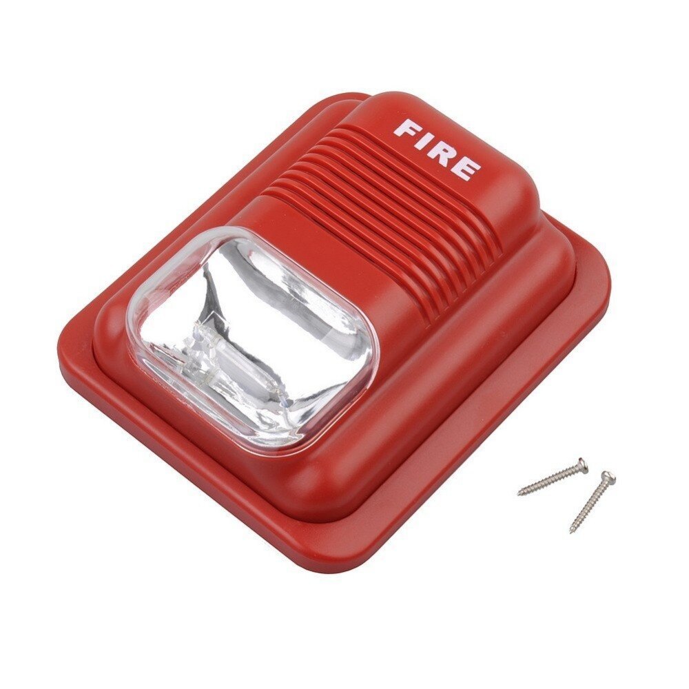 Fire Alarm Siren Red Sound and White Flash Light for Fire Safety Systems