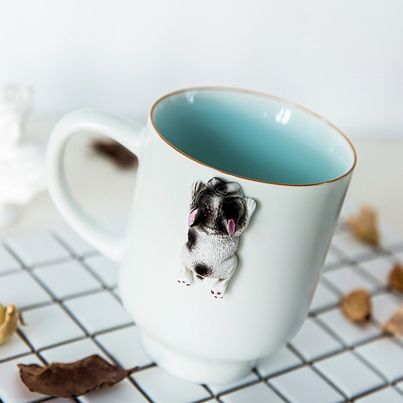 kreative Karikatur 3D Korgi Französisch Bulldogge Keramik Tassen niedlich Große Kapazität Hund Tassen Schüler Paar Becher Für Freund tasse