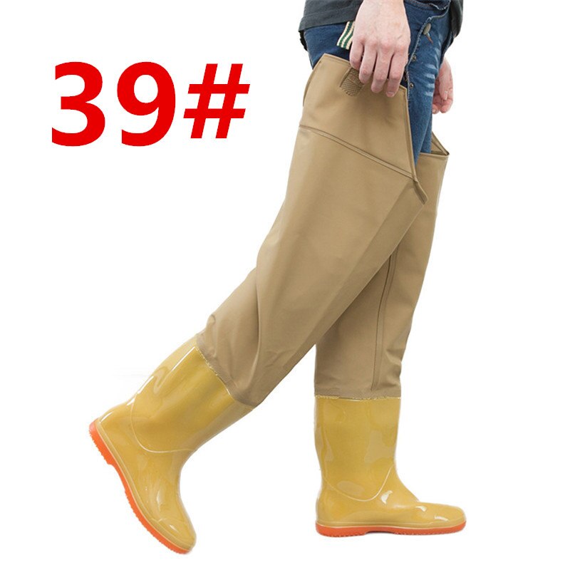 High-Jump Over Knee Waterproof Fishing Waders Leg pants Shoes Dichotomanthes End Rain Boots Adjust Height Strap Water Overalls: 39