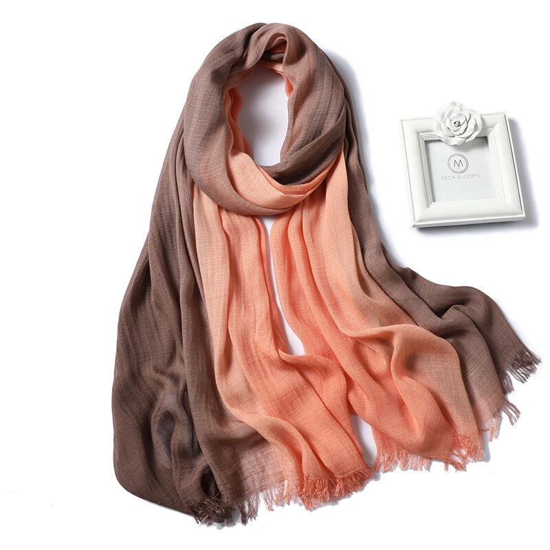 Naisten huivi kaltevuus massiivipuuvillahuivit kääreet naisille talvihuivit hijabit femme foulard stoles kaula otsapanta: H32- kahvia