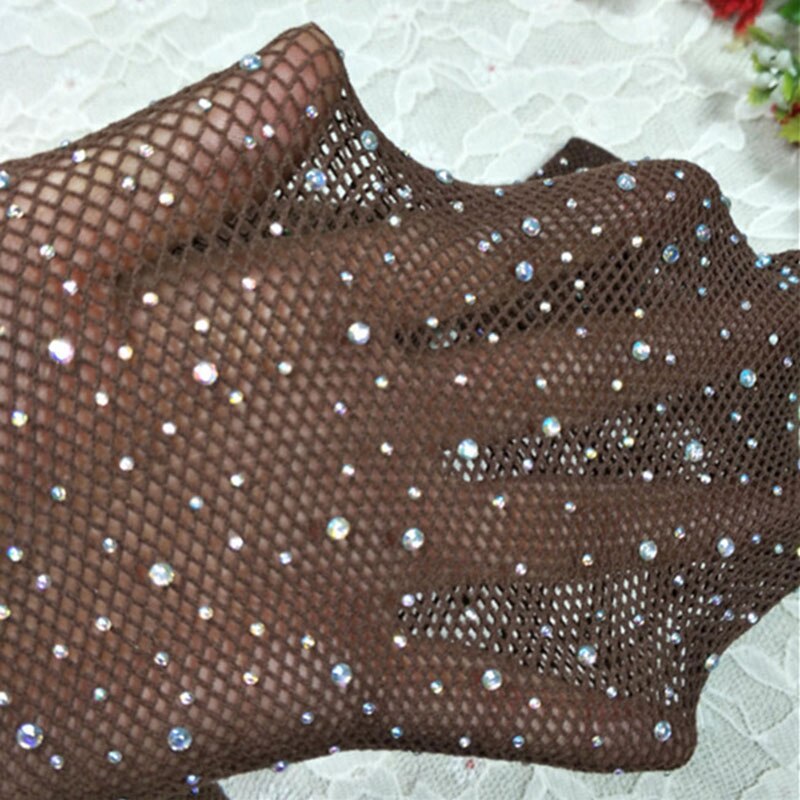 sexy glitter liten mesh tynn strømpebukse kvinner individualitet skinnende nettingtights selger godt: Brun