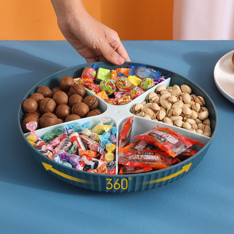 5-Compartment Food Storage Tray Dried Fruit Snack Plate Appetizer Serving Platter for Party Candy Pastry Nuts Dish fruit plate
